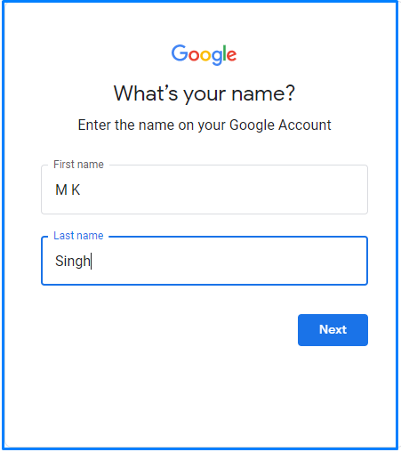 First name and last name in gmail