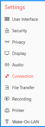 Connection Settings in Anydesk 