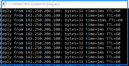 check connectivity using ping